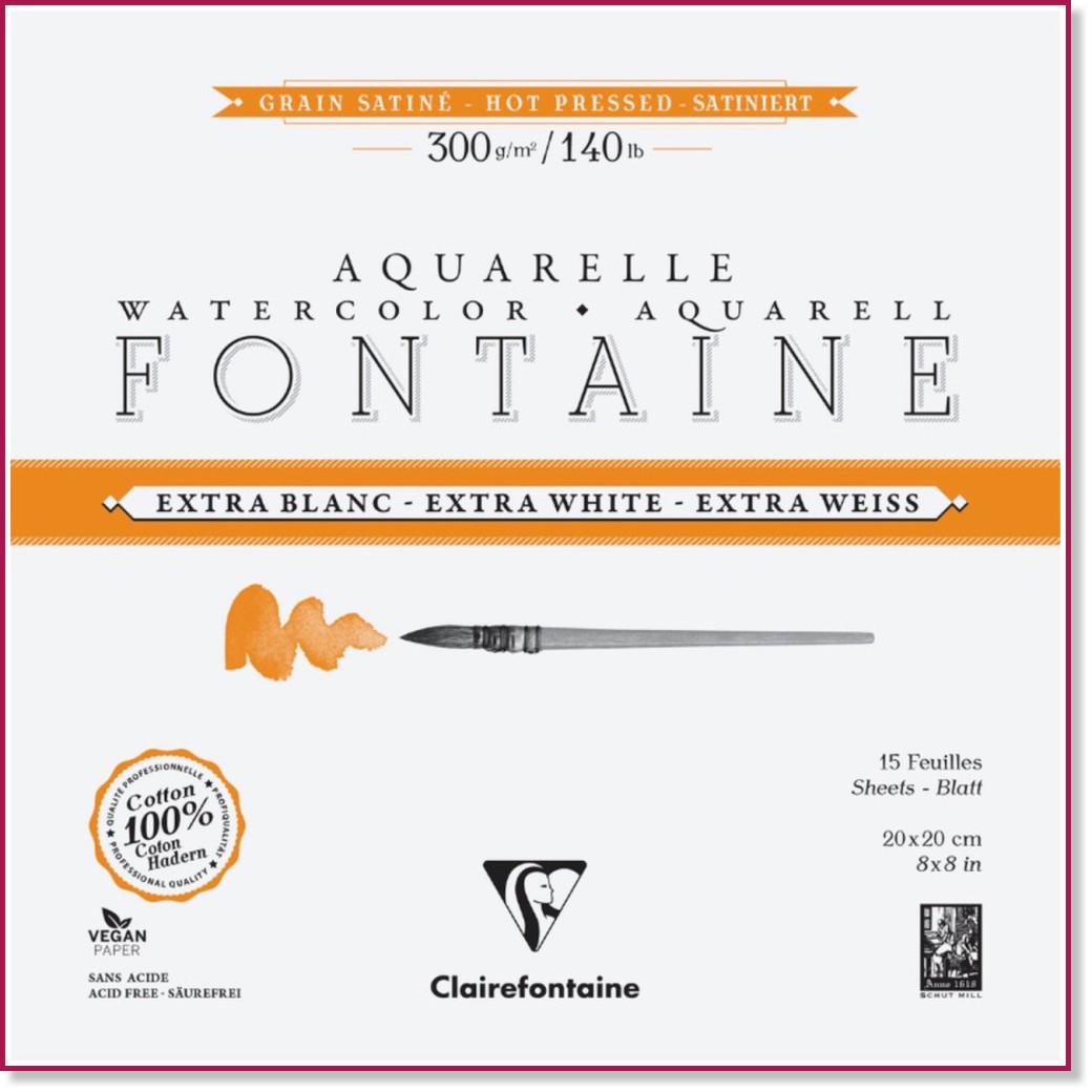 ������� �� ������� Clairefontaine Fontaine - 15 �����, 20 x 20 cm, 300 g/m<sup>2</sup> �� ������� Fontaine - �������