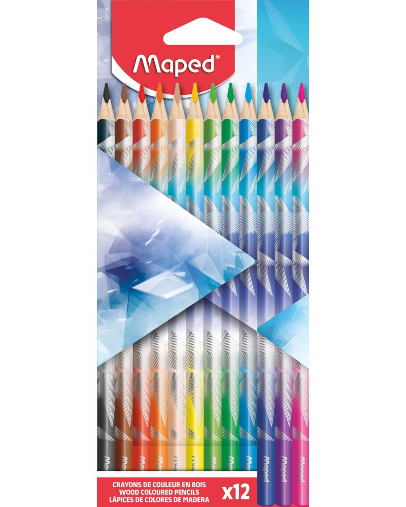 Цветни моливи Maped Цветни моливи Maped - 12 цвята от серията Arctic -