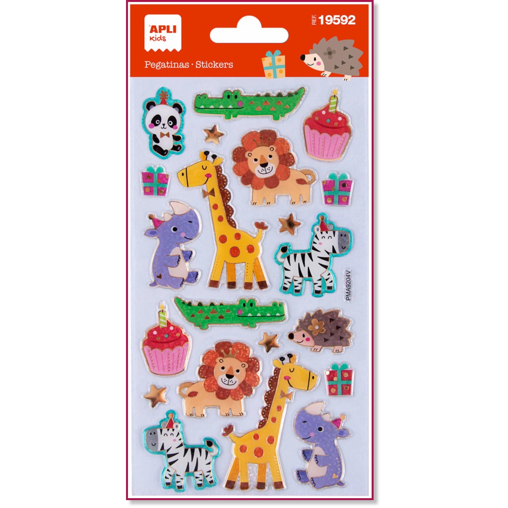 Релефни епоксидни самозалепващи стикери Apli Kids Party Animals Релефни епоксидни самозалепващи стикери Apli Kids Party Animals - 22 броя -