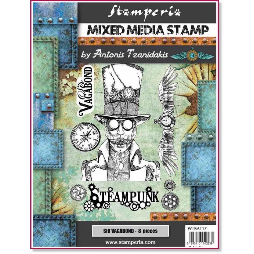 Гумен печат Stamperia - Стиймпънк Гумен печат Stamperia - Стиймпънк - 15 x 20 cm от серията Sir Vagabond -