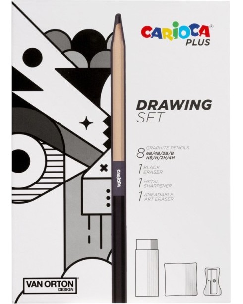 Графитни моливи Carioca Plus Drawing Set Графитни моливи Carioca Plus Drawing Set - 8 броя от серията Van Orton -