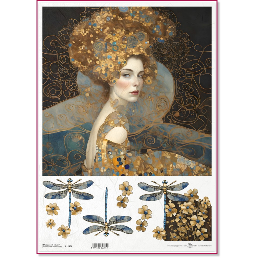 Декупажна хартия ITD Collection - Портрет с ар нуво мотиви Декупажна хартия ITD Collection - Портрет с ар нуво мотиви - A3 -
