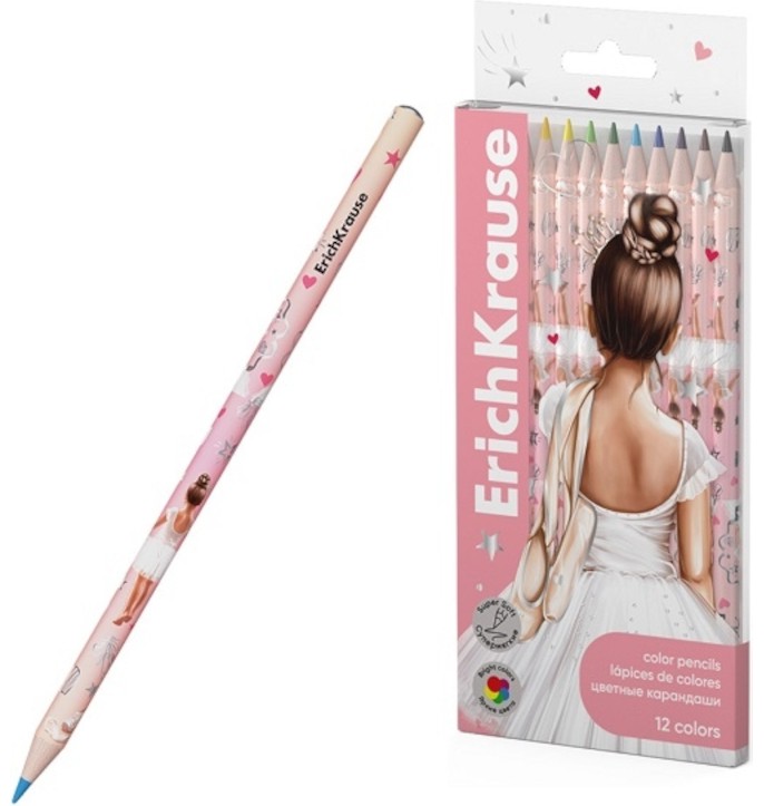 Цветни моливи Erich Krause Цветни моливи Erich Krause - 12 цвята от серията Pointes -