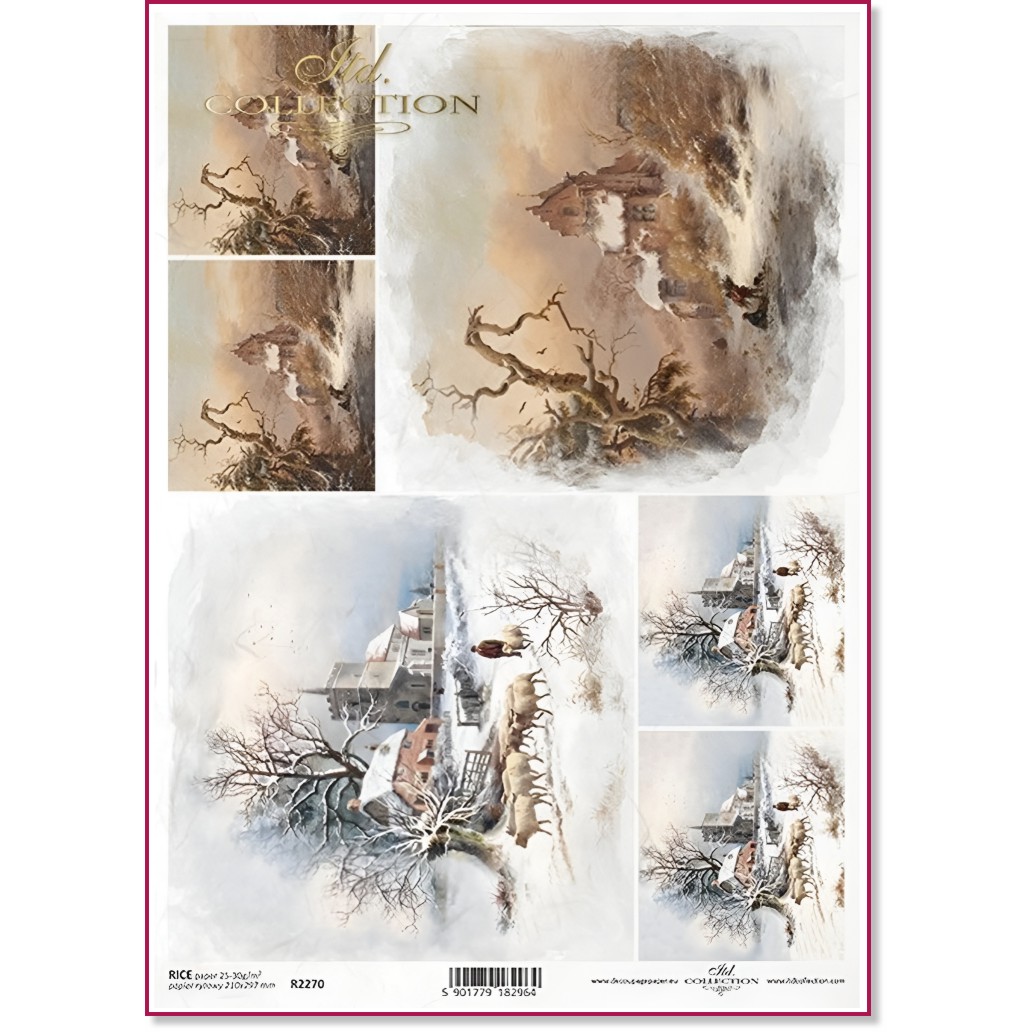 Декупажна хартия ITD Collection - Зимни пейзажи Декупажна хартия ITD Collection - Зимни пейзажи - A4 -