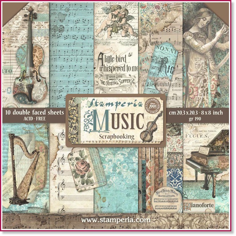    Stamperia -  - 10 , 20.3 x 20.3 cm   Music - 