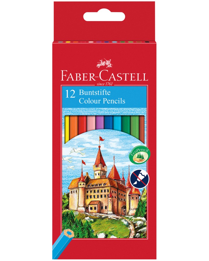Цветни моливи Faber-Castell - Замък - 6, 12, 24, 36 или 48 цвята - продукт