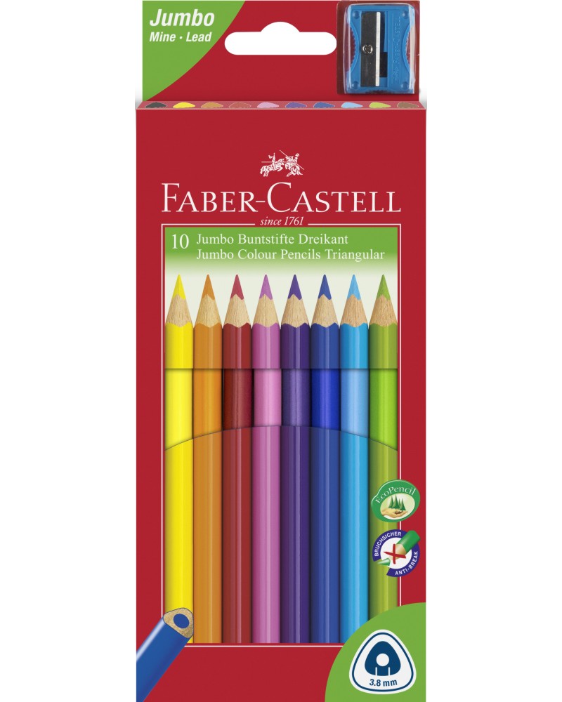 Цветни моливи Faber-Castell Triangular Jumbo Цветни моливи Faber-Castell Triangular Jumbo - 10, 20 или 30 цвята -
