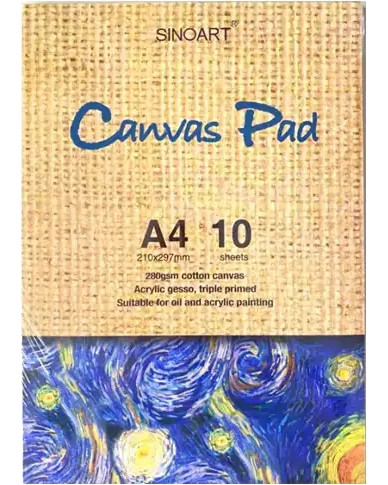 Скицник с листа от памук Sinoart Canvas Pad Скицник с листа от памук Sinoart Canvas Pad - 10 листа, A4, 280 g/m<sup>2</sup> - скицник