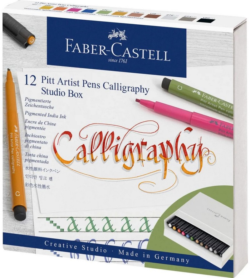 Маркери за калиграфия Faber-Castell Pitt Artist Pens Маркери за калиграфия Faber-Castell Pitt Artist Pens - 12 цвята от серията Creative studio -