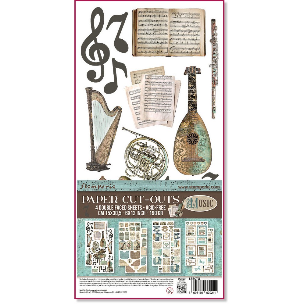      Stamperia -  - 4 , 15 x 30.5 cm   Music - 