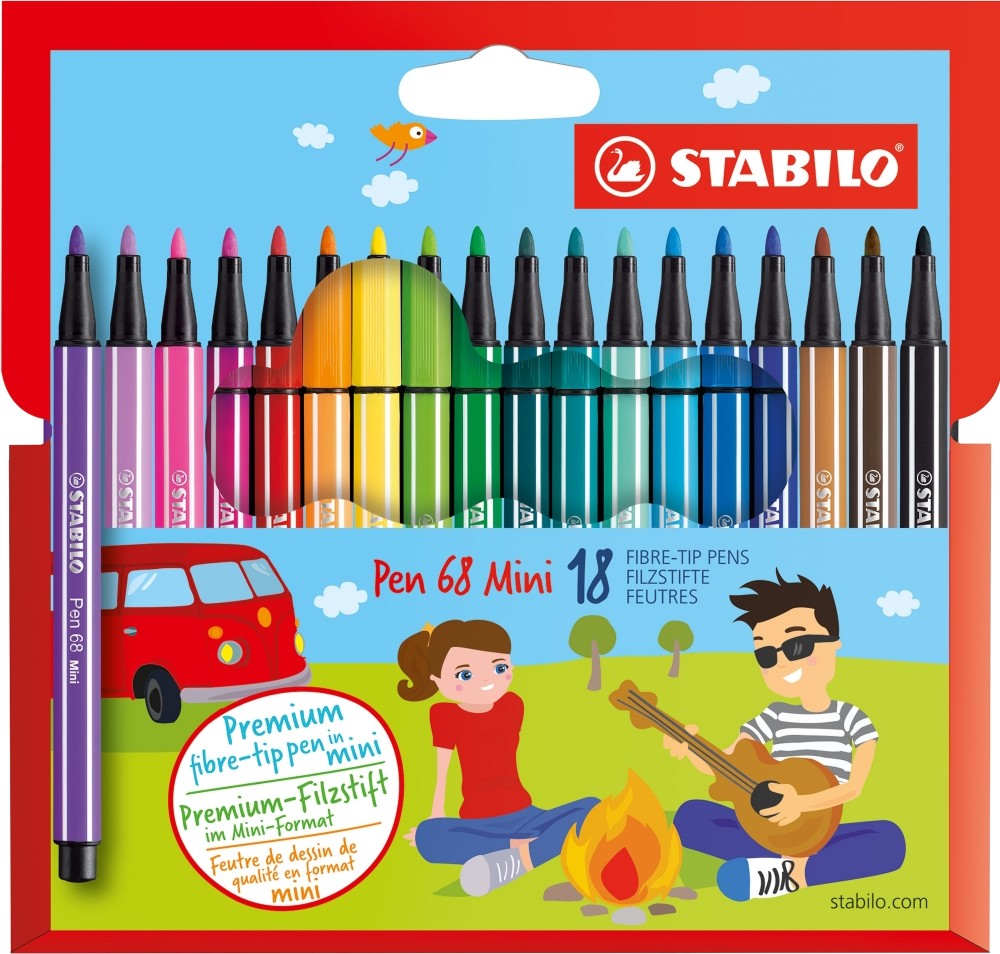 Флумастери Stabilo Pen 68 Mini Флумастери Stabilo Pen 68 Mini - 18 цвята -