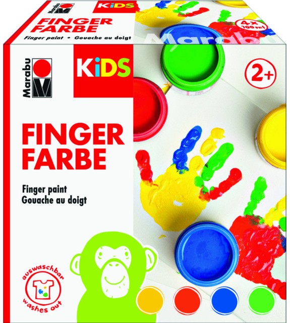 Бои за рисуване с пръсти Marabu Бои за рисуване с пръсти Marabu - 4 x 100 ml от серията Kids -