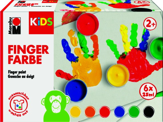 Бои за рисуване с пръсти Marabu Бои за рисуване с пръсти Marabu - 6 x 35 ml от серията Kids -