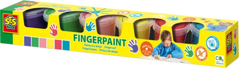 Бои за рисуване с пръсти SES Creative Бои за рисуване с пръсти SES Creative - 6 цвята x 120 ml -