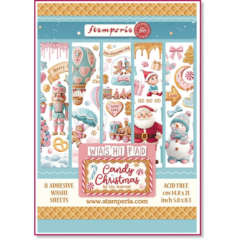    Stamperia Washi Pad -  - 8 ,  A5   Candy Christmas - 