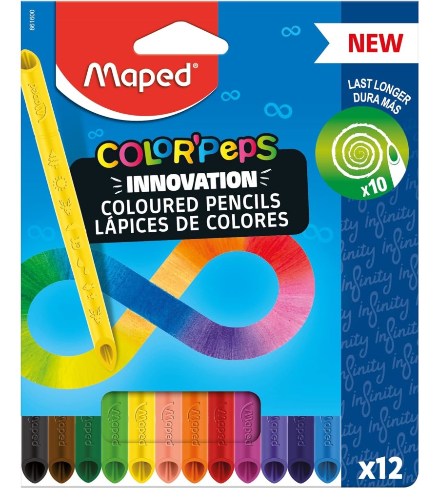 Цветни моливи Maped Infinity Цветни моливи Maped Infinity - 12 или 24 цвята от серията Color' Peps -