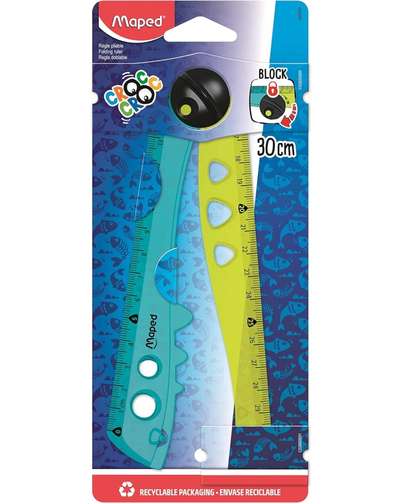 Сгъваема линия Maped Сгъваема линия Maped - 30 cm от серията Croc Croc -