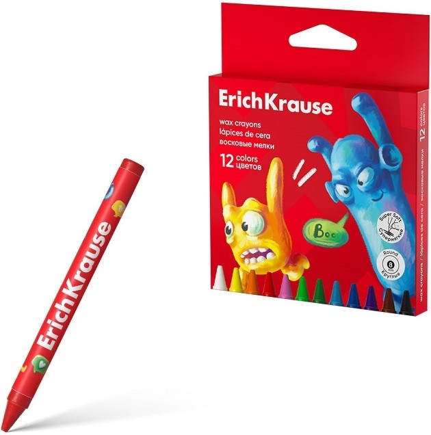 Восъчни пастели Erich Krause Восъчни пастели Erich Krause - 12 цвята от серията Jolly Friends -