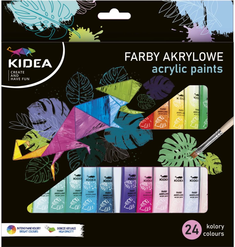 Акрилни бои Kidea Акрилни бои Kidea - 24 цвята x 6 ml - боя