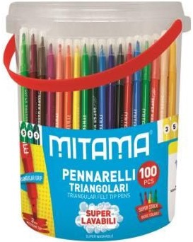 Флумастери Mitama Super Washable - 100 броя в 30 повтарящи се цвята - 