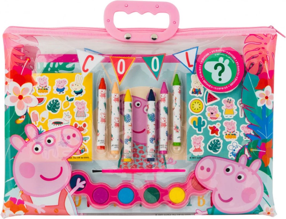 Комплект за рисуване As Company Peppa Pig Комплект за рисуване As Company Peppa Pig - 27 части в пластмасова чанта на тема Пепа Пиг -