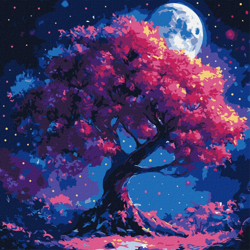 Рисуване по номера Ideyka - Мистично дърво Рисуване по номера Ideyka - Мистично дърво - 40 x 40 cm -