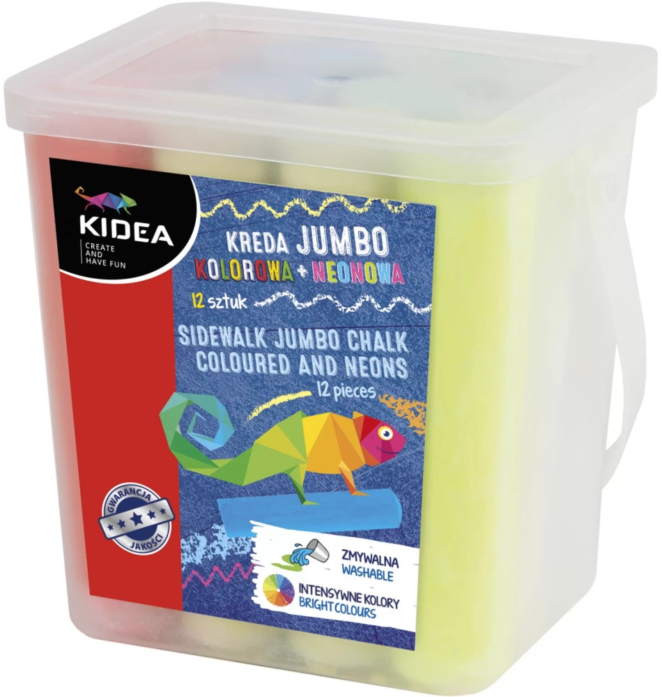 Цветни тебешири Kidea Jumbo Цветни тебешири Kidea Jumbo - 12 или 20 броя в кофичка -