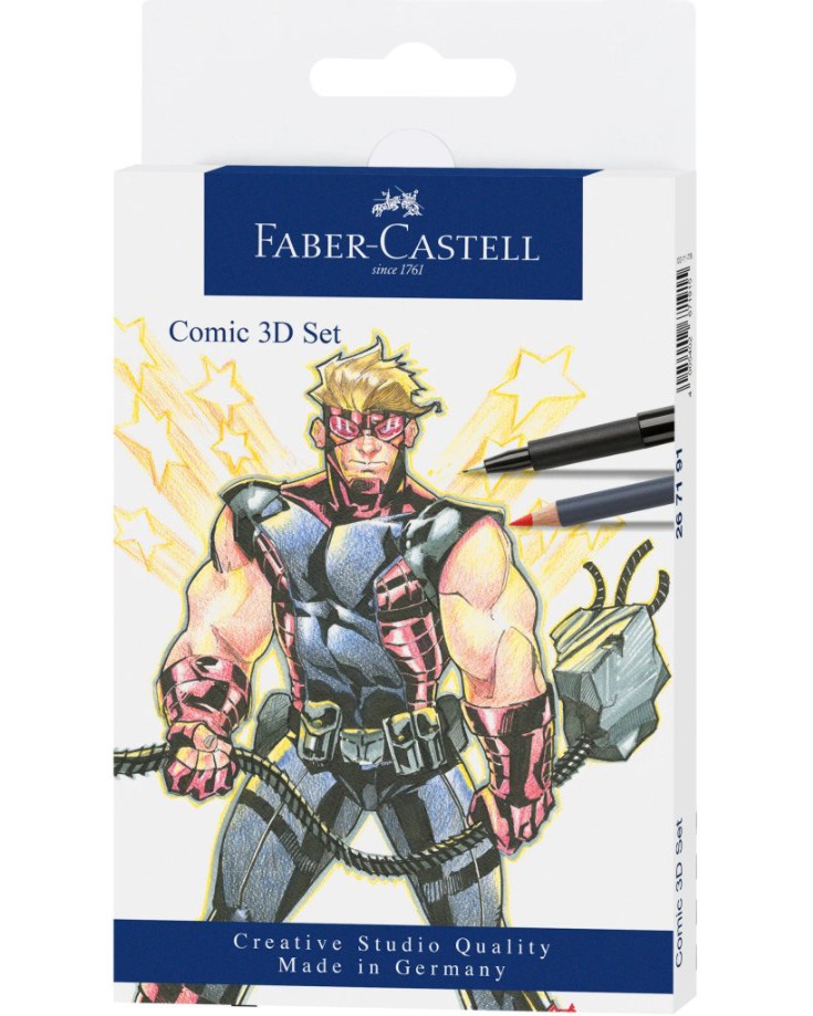 Комплект за комикси Faber-Castell Comic 3D Комплект за комикси Faber-Castell Comic 3D - 11 части от серията Pitt Artist Pens -