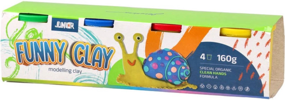 Пластилин Junior Funny Clay Пластилин Junior Funny Clay - 4 цвята -