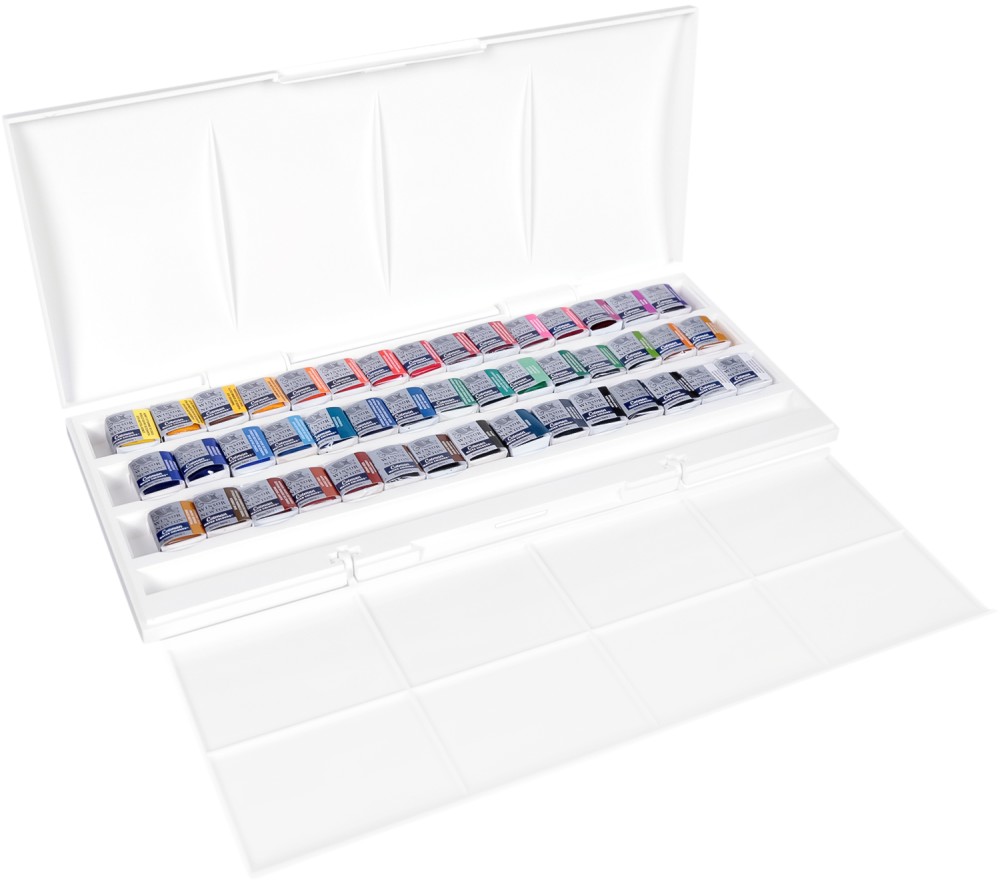 Акварелни бои Winsor & Newton Half Pan Studio Set Акварелни бои Winsor & Newton Half Pan Studio Set - 40 цвята от серията Cotman -