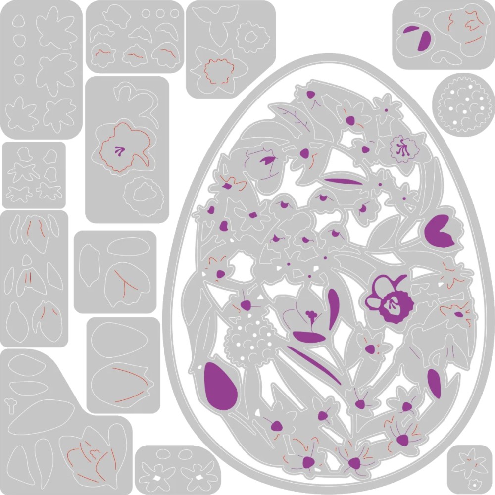 ����� �� ������ �� ��������� � ����� Sizzix Intricate Floral Easter Egg - 15 ���� �� 1.27 �� 10.80 cm - 