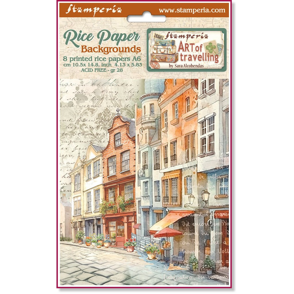   Stamperia -    - 8 , A6   Art of travelling - 