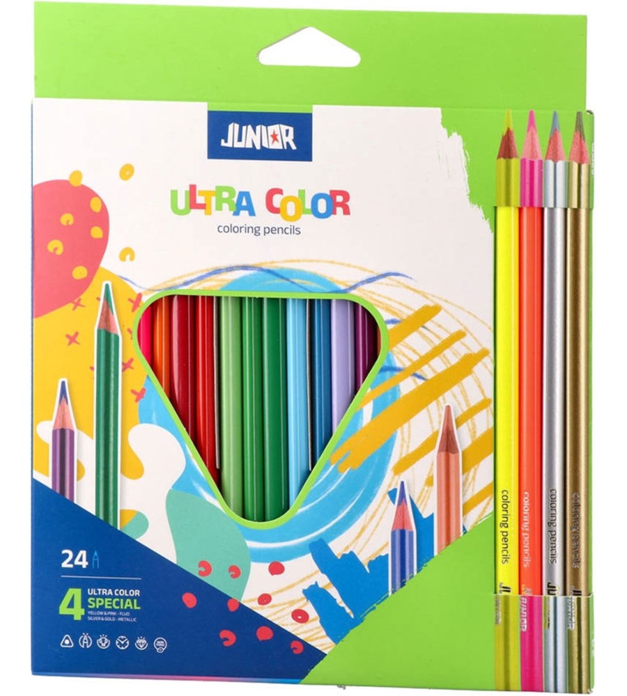 Цветни моливи Junior Ultra Color Цветни моливи Junior Ultra Color - 20 цвята + 4 металикови -