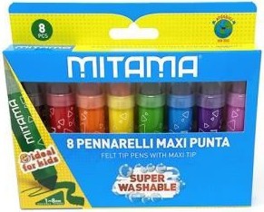 Флумастери Mitama Jumbo Maxi Tip Флумастери Mitama Jumbo Maxi Tip - 8 изтриващи се цвята -