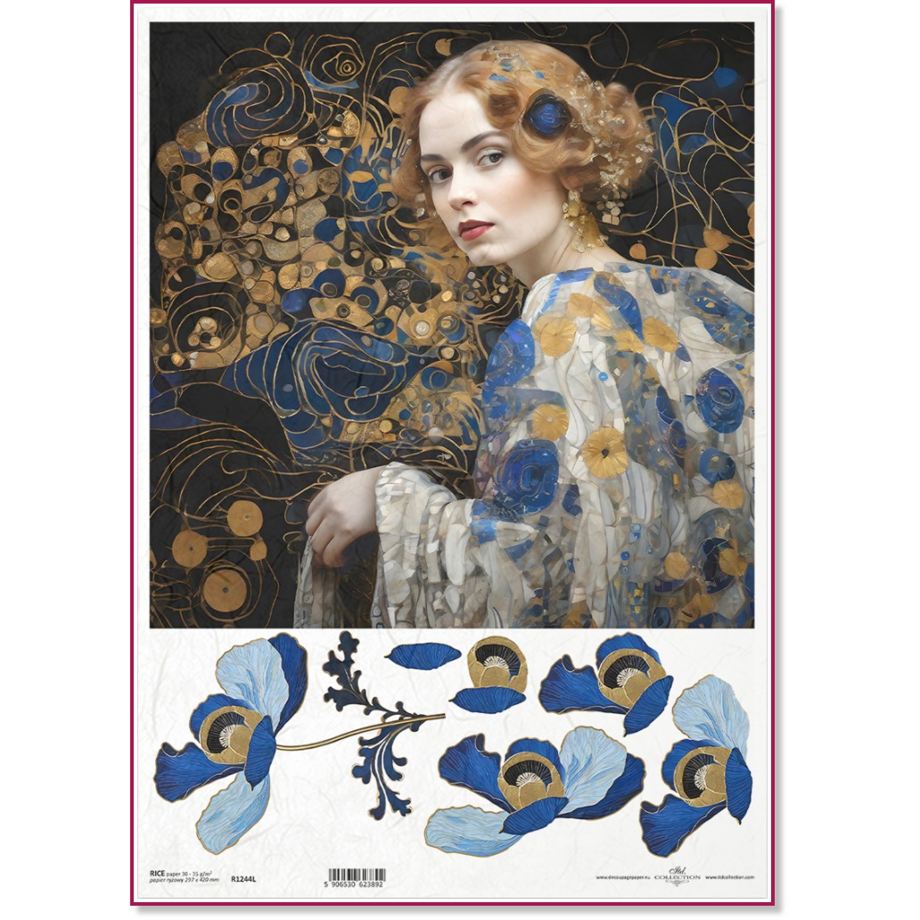 Декупажна хартия ITD Collection - Портрет с ар нуво мотиви Декупажна хартия ITD Collection - Портрет с ар нуво мотиви - A3 -