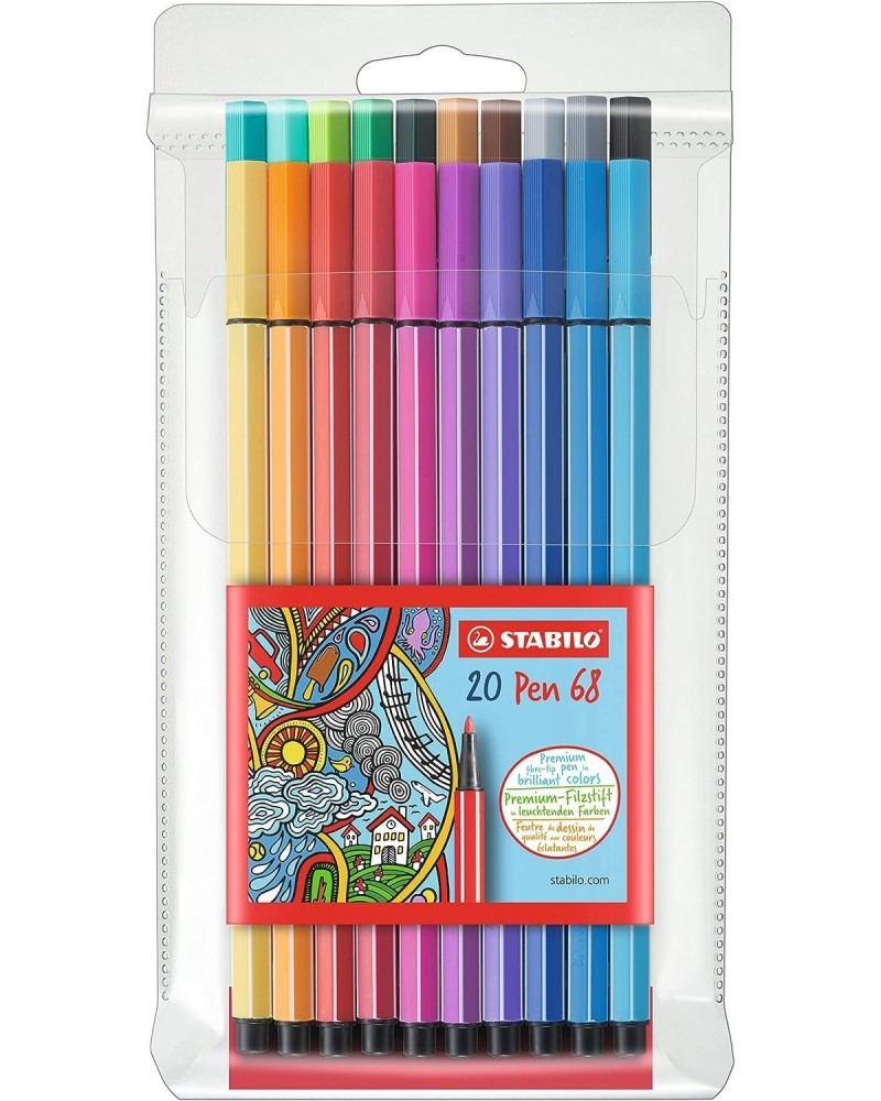 Флумастери Stabilo Pen Pastel 68 Флумастери Stabilo Pen Pastel 68 - 20 цвята -