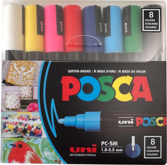 Акрилни маркери Uni-Ball PC-5M Classic Colours Акрилни маркери Uni-Ball PC-5M Classic Colours - 8 цвята от серията Posca -