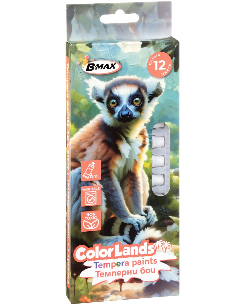 Темперни бои B-Max Темперни бои B-Max - 12 цвята x 6 ml или 12 ml от серията Color Lands - боя