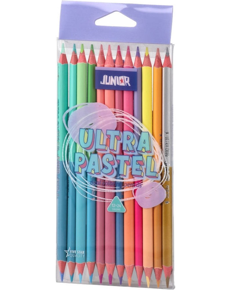 Двувърхи цветни моливи Junior Ultra Dual Pastel Двувърхи цветни моливи Junior Ultra Dual Pastel - 12 броя в 24 цвята -