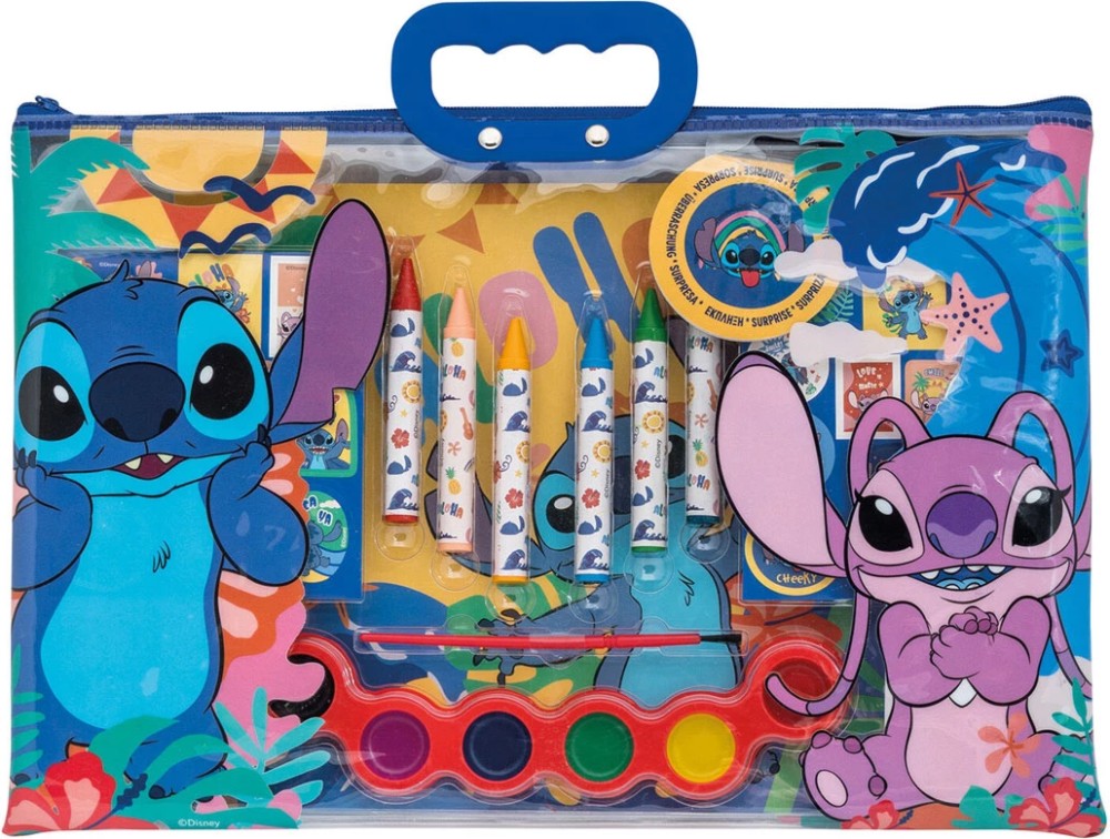 Комплект за рисуване As Company Stitch Комплект за рисуване As Company Stitch - 27 части в прозрачна чанта на тема Лило и Стич -