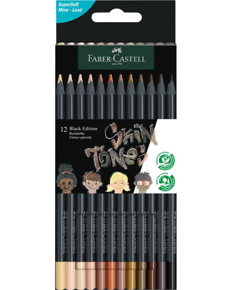 ������ ������ Faber-Castell Skin Tones - 12 ����� �� ����� Black Edition - 