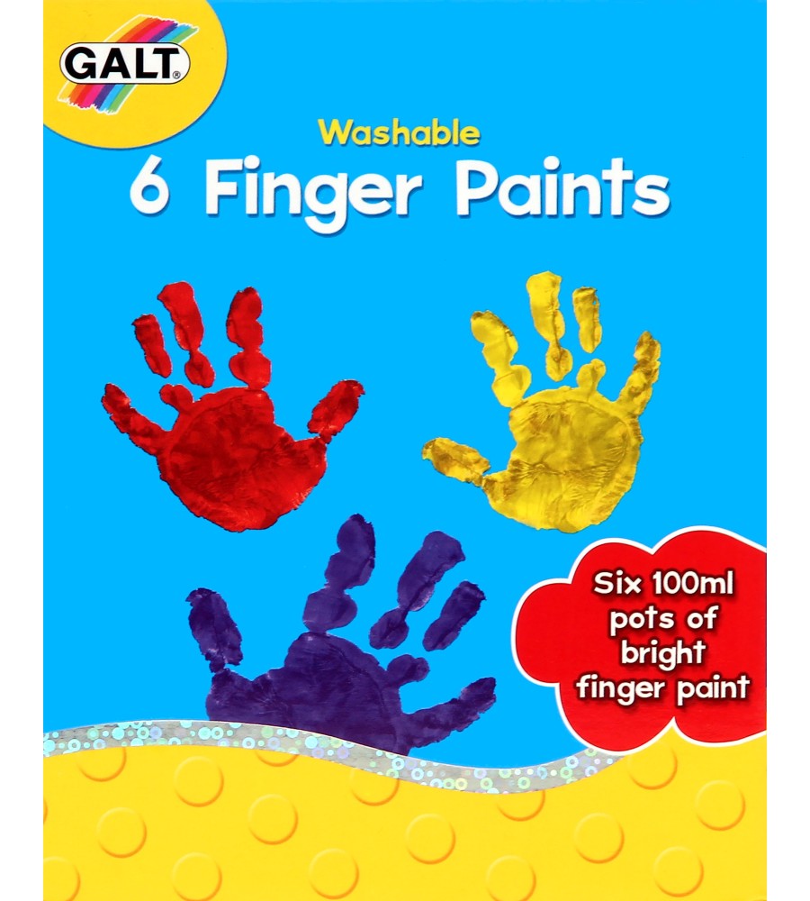 Бои за рисуване с пръсти Galt - 6 цвята x 100 ml - 
