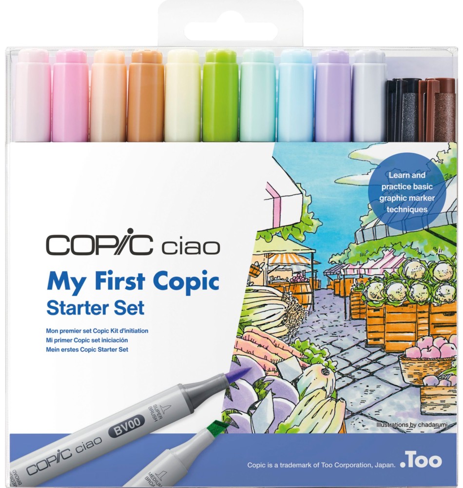 �������� ������� Copic My First Copic Starter Set - 10 ����� � 2 �����������, 8 ���� �����, 3 ������� � ����������� �� ������� Ciao - 