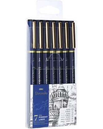 Черни тънкописци Deli EQ909 Черни тънкописци Deli EQ909 - 7 броя от серията Finenolo -