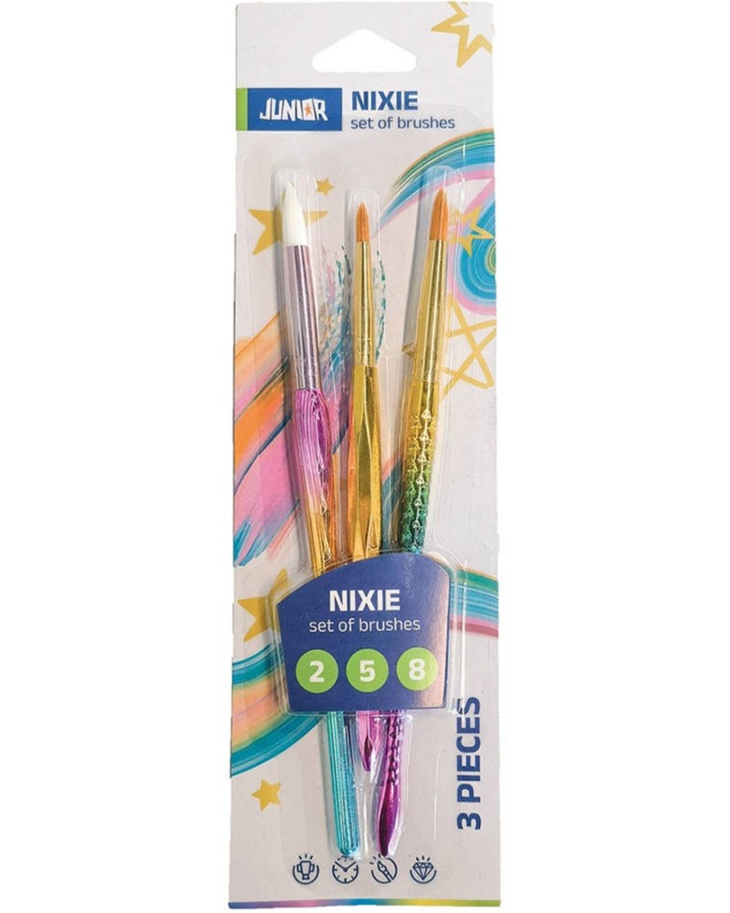 Кръгли четки за рисуване Junior Nixie Кръгли четки за рисуване Junior Nixie - 3 броя -