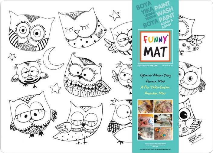 Подложка за бюро за оцветяване Funny Mat - Сови Подложка за бюро за оцветяване Funny Mat - Сови - 68 x 48 cm -