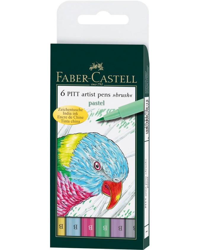 ������� � ���� ��� ����� Faber-Castell - 6 �������� ����� �� ������� Pitt Artist Pens - 