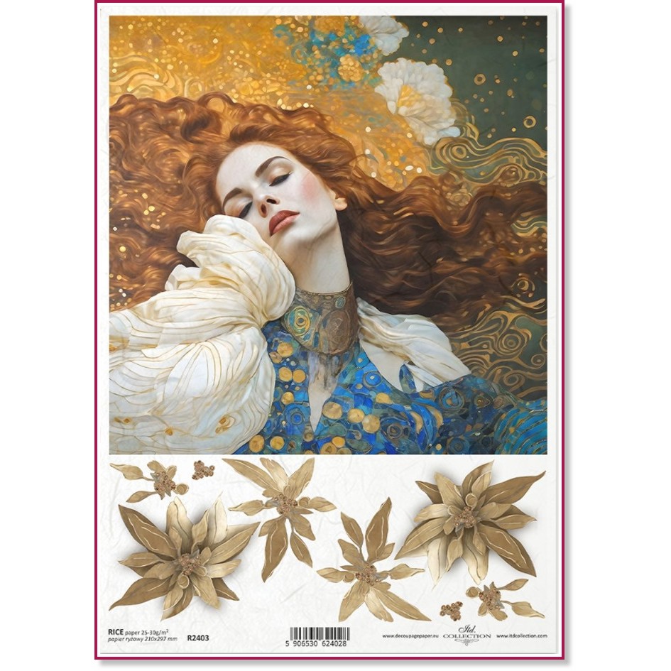 Декупажна хартия ITD Collection - Портрет с ар нуво мотиви Декупажна хартия ITD Collection - Портрет с ар нуво мотиви - A4 -