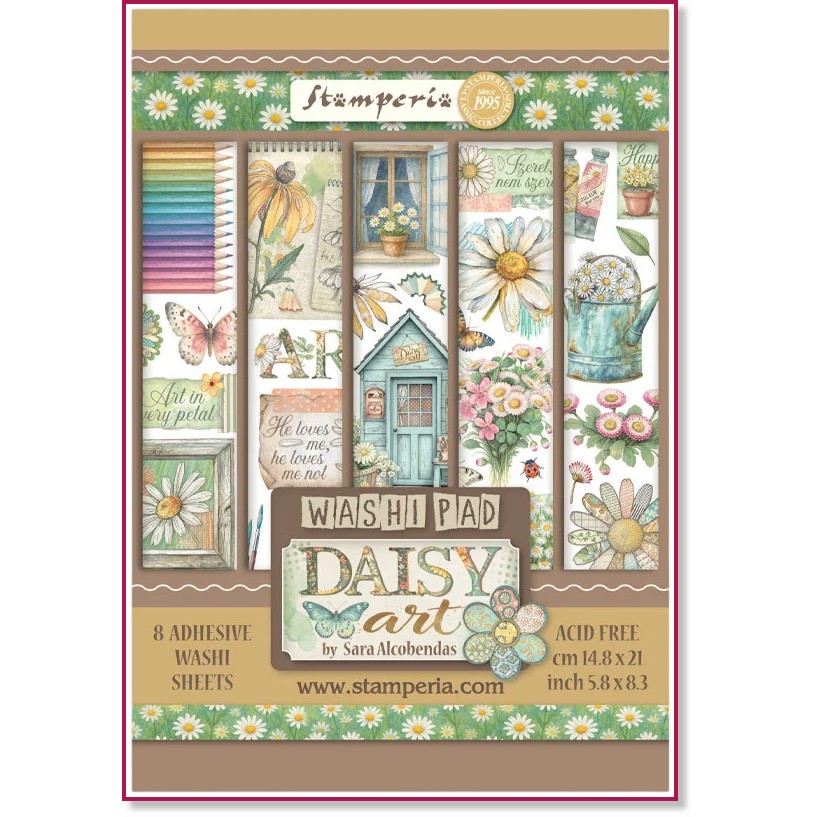 ������ �� ��������� Stamperia Washi Pad - 8 �����, ������ A5 �� ���������� Daisy Art - 