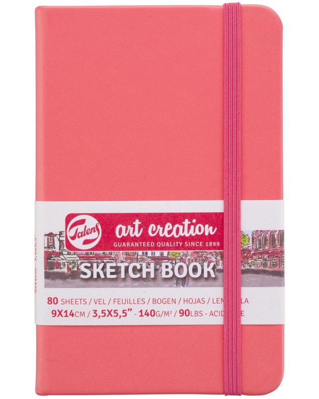 Скицник за рисуване Royal Talens Coral Red Скицник за рисуване Royal Talens Coral Red - 80 листа, 140 g/m<sup>2</sup> от серията Art Creation - скицник